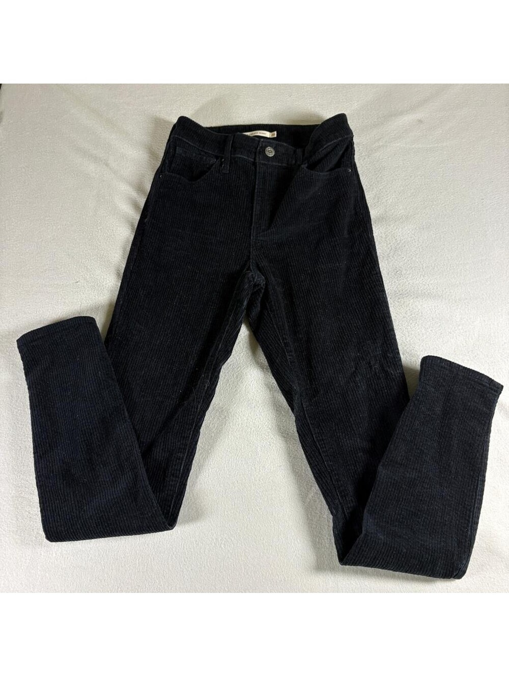 Levis 721 High Rise Skinny Corduroy Pants Womens Size 26 Black Stretch Cord